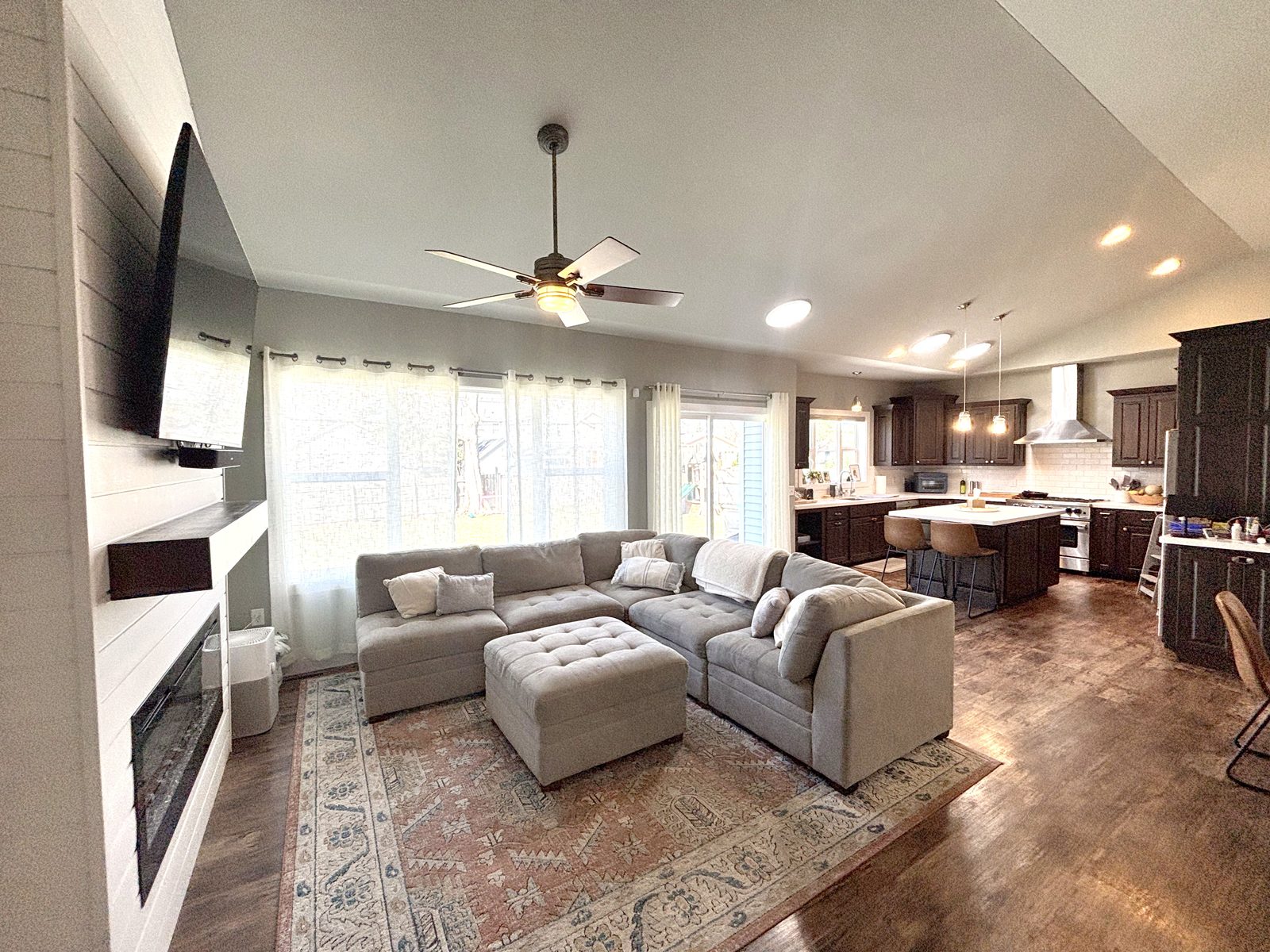 Open living room and kitchen